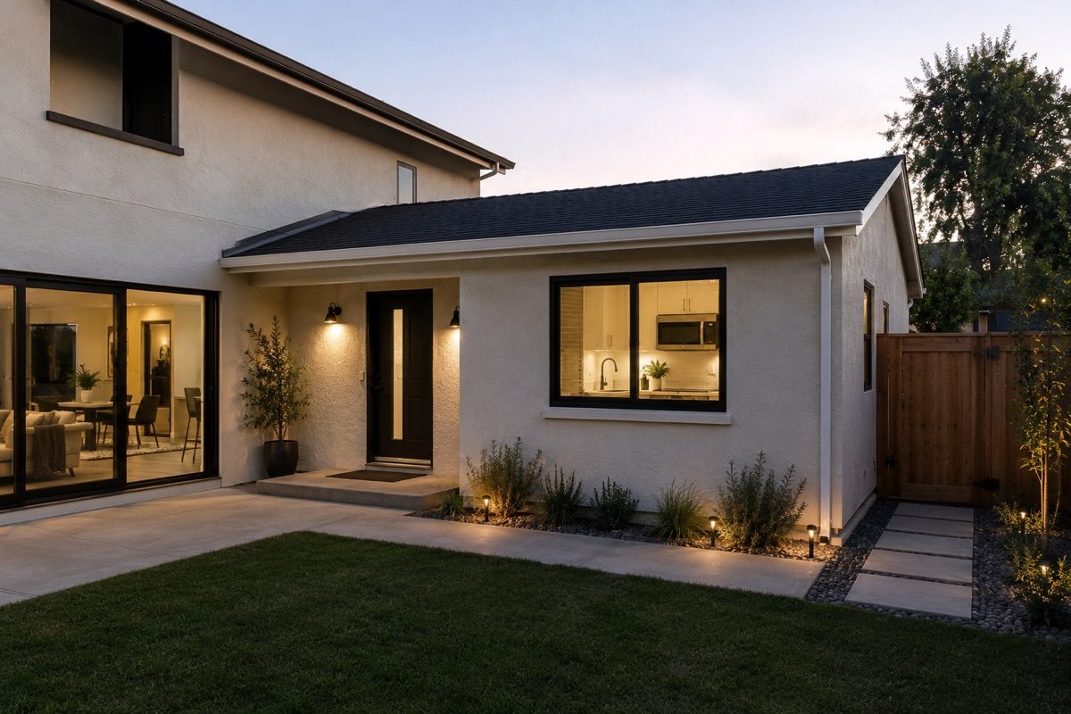 Example attached ADU addition sharing a wall with the primary home